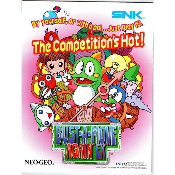 Bust-A-Move Again EX Neo Geo SNK 1999 Game Flyer Bubble Puzzle - Picture 1 of 2